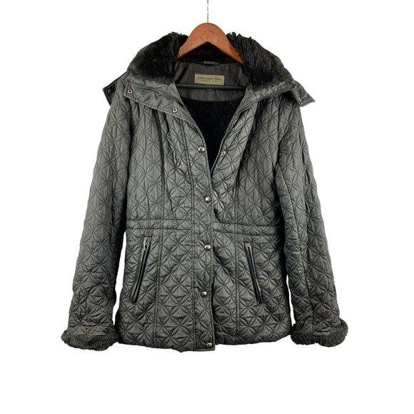 Marc New York Jackets & Blazers - Marc New York Andrew Marc Womens Quilted Fur-Trimmed Jacket S - Removable Hood
